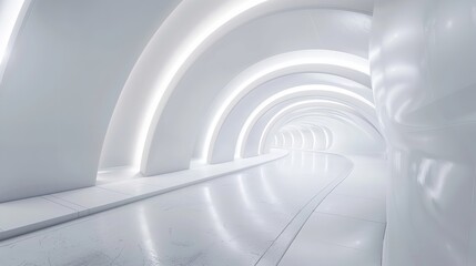 Obraz premium Empty White Tunnel 3D Rendering, 360-Degree Seamless