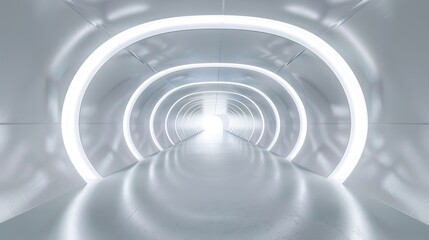 Obraz premium Empty White Tunnel 3D Rendering, 360-Degree Seamless