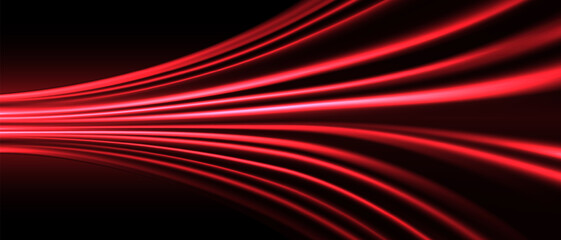 Abstract red light fast speed motion curve technology futuristic background vector
