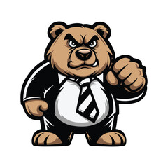 angry bear wearing suit cartoon vector illustration