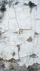 Cracked white wall with visible texture and wear.