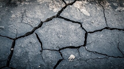 Obraz premium Cracked earth surface, highlighting drought and environmental issues.