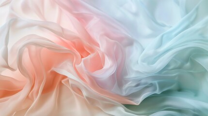 Obraz premium Soft pastel fabric swirls gently, creating a serene and dreamy spectrum of colors blending seamlessly in elegant folds.