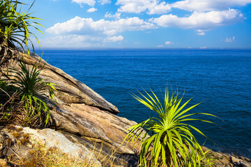 Blue sky and sea at Krating cape in summer Phuket Thailand
