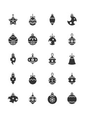 set of christmas decoration icons, party ornaments, 