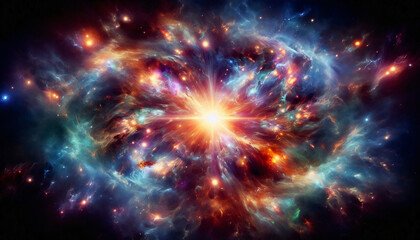 Vivid galaxy explosion with bright colors, representing the beauty and mystery of outer space