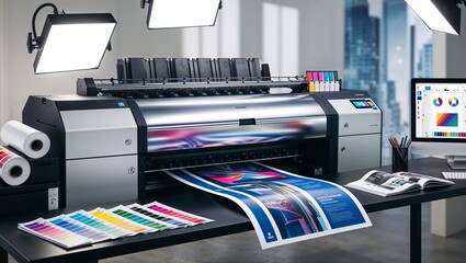 Exploring the Advanced Features of a Sleek Modern Printing Machine in Full Operation for Commercial Usage