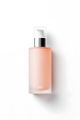 Skincare lotion pump bottle of frosted glass mock up, isolated on white background