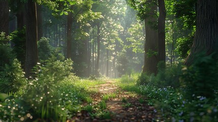 Fototapeta premium Forest Illustration Background Wallpaper, Nature, 8K Realistic