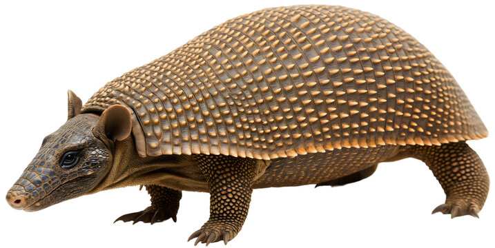 Distinctive armadillo animal isolated, unique wildlife armor brown, peculiar weird long nosed mammal creature, exotic nature wild, nocturnal fascinating fauna