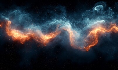 A vibrant cosmic swirl of smoke and flames, depicting the beauty of space.