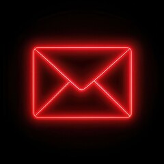 Fototapeta premium Red neon mail envelope on black background