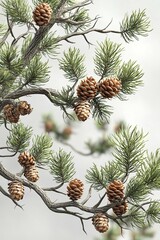 Branches of a swiss stone pine with stone pine cones.