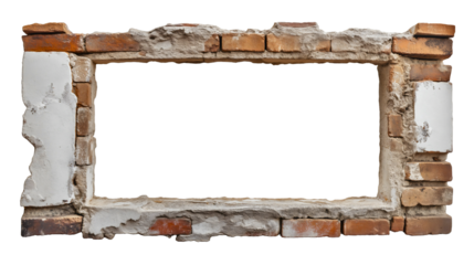 Architectural brick wall frame, structural border isolated concrete rectangle, minimalist architecture empty space blank, modern industrial textural, urban contemporary geometric