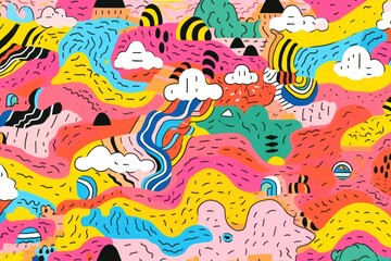 Fototapeta premium Vibrant doodle pattern abstract graphics drawing.