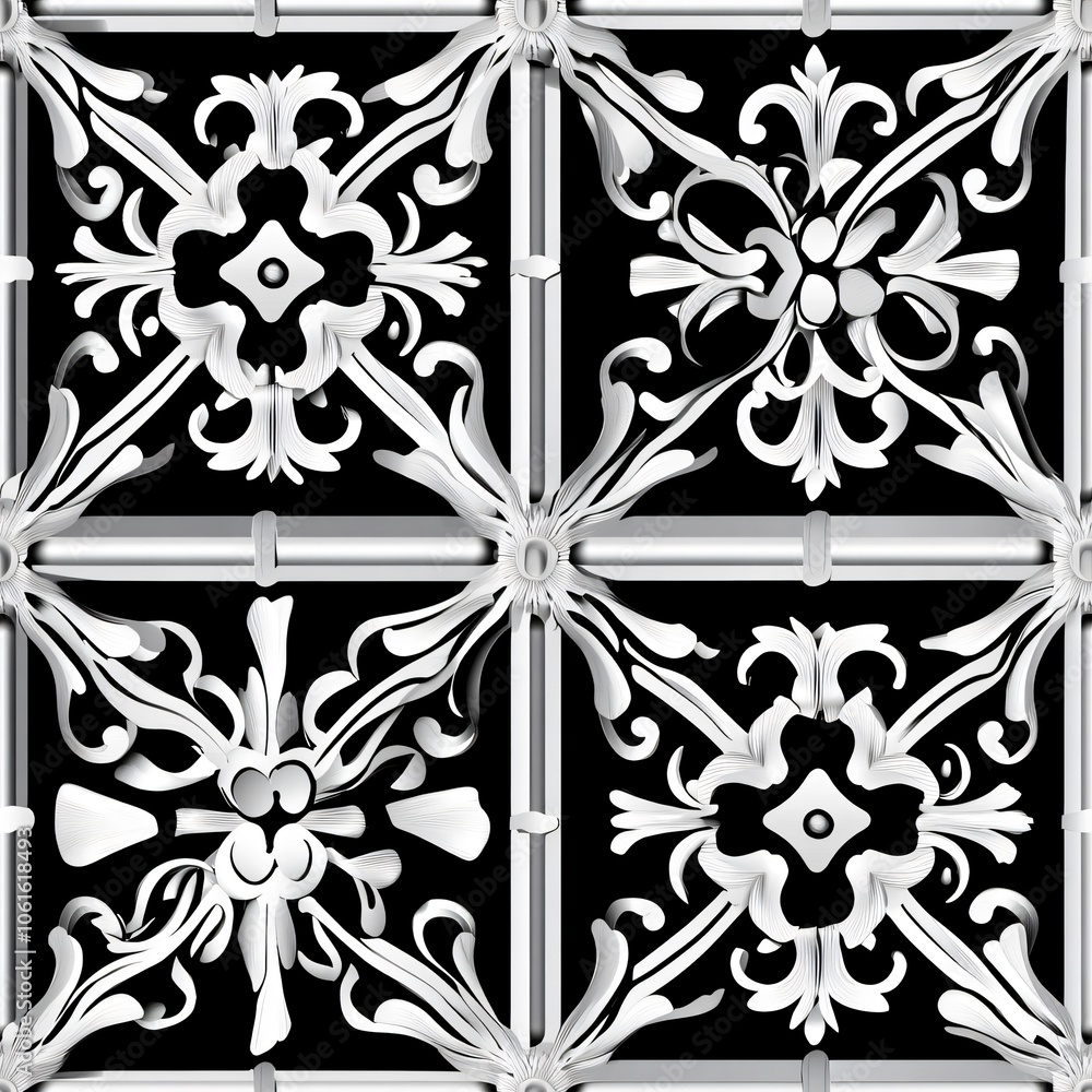 Aufkleber elegant filigree patterns(seamless pattern and tile image)