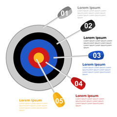 Target with elements for your text, steps to your goal, infographic template for web, business, presentations, dart board