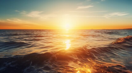 Fototapeta premium Serene Sunset Over Calm Ocean Waves