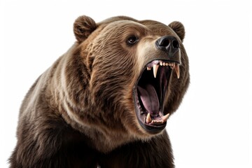 Fototapeta premium Angry bear photo, isolated on white background.