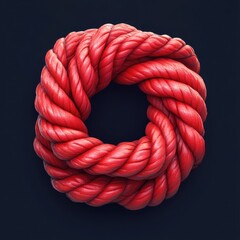 Vibrant Red Nautical Rope Coil on Dark Background