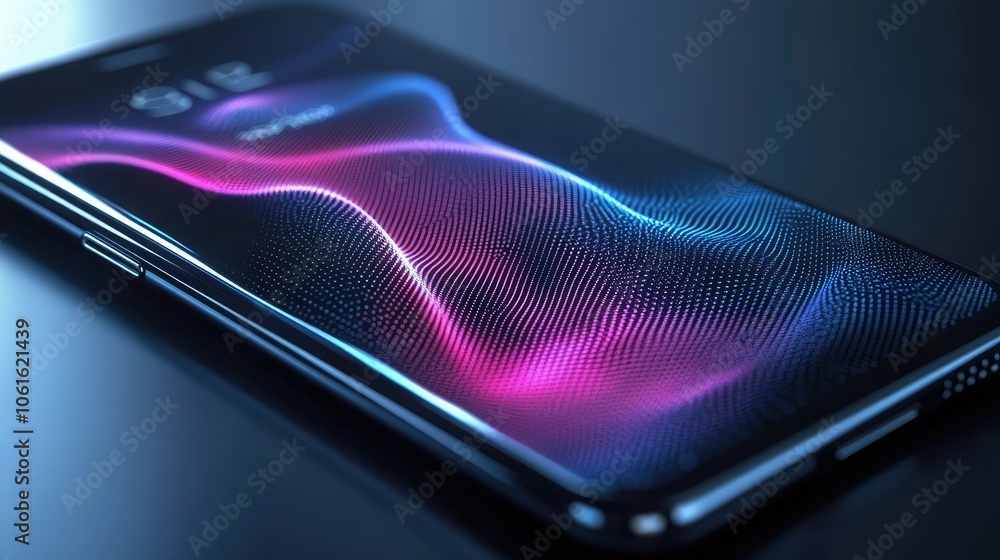Aufkleber a close-up shot of a smartphone with a vibrant abstract design on the screen, showcasing a dynamic b