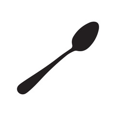 Black spoon silhouette. Spoon icon vector.