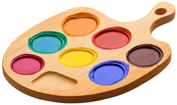 Creative painter artist color, expressive palette isolated wooden equipment, artistic creativity craft tool art, inspirational colorful vibrant, artistic multicolor imaginative