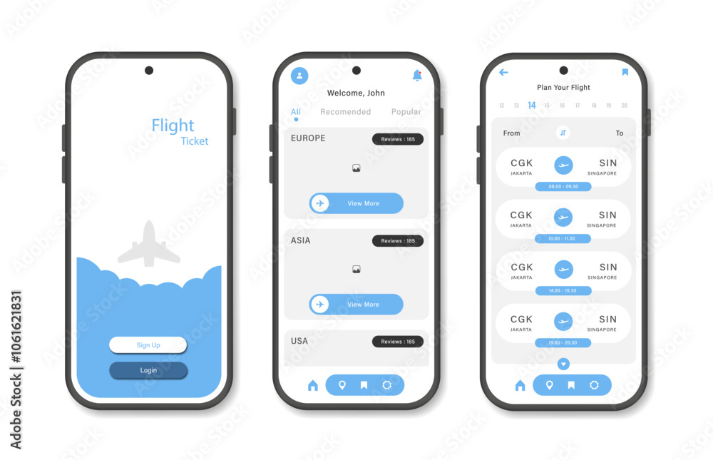 Poster online airline ticket booking design for mobile application. airline ticket booking platform screen.