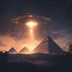 UFO over Pyramids at Night, UFO Encounter at the Pyramids