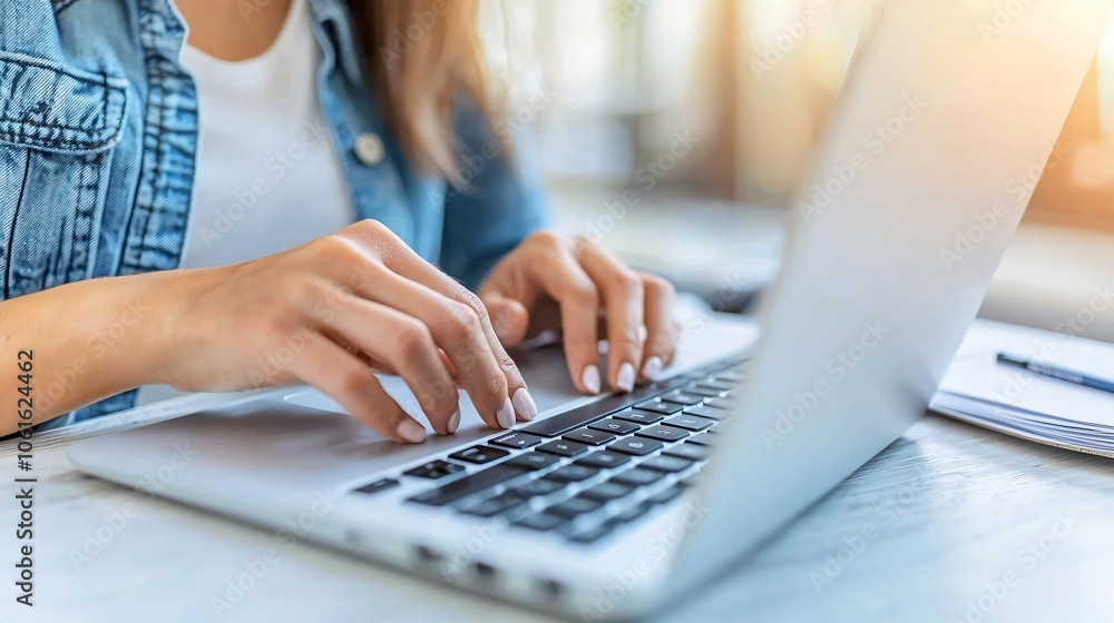 Aufkleber business woman efficiently manages tasks while working in a modern office environment to enhance pro