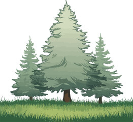 Naklejka premium Pine tree silhouette vector white and black color tree set silhouette.