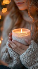 Decorative Diwali candle in hand with glowing light, perfect for festive, cultural celebration