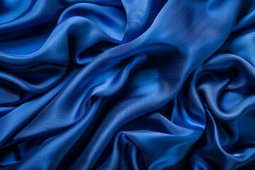 Obraz premium Photo of Blue silk fabric drapery material. Background texture for backdrops or mapping