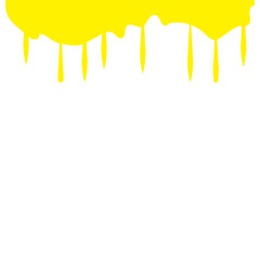 Dripping stain. Silhouette drip oil, black melting paint liquid, ink drop. Border melted sweet dessert, ice cream, sauce. Splash, splatter element. isolated on white background.  Vector illustration. 