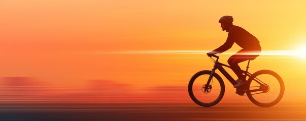 Fototapeta premium Cyclist using solar-powered bike with energy beams visible, riding through futuristic solar city, cycling, green energy