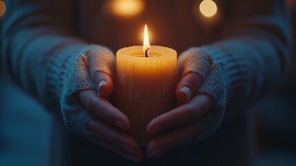 Decorative Diwali candle in hand with glowing light, perfect for festive, cultural celebration