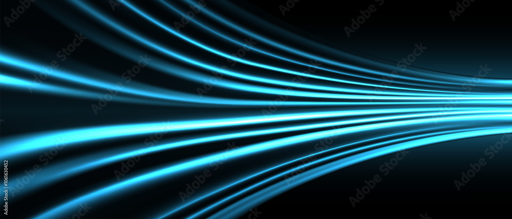 Poster abstract blue light fast speed motion curve technology futuristic background vector