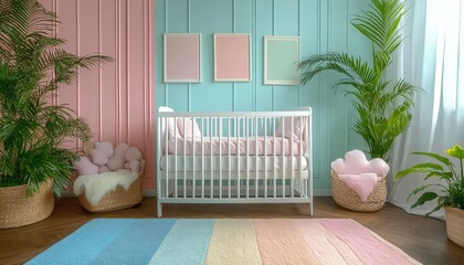 Serene Pastel Nursery with Soft Colors and Fresh Vibe