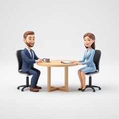 Obraz premium 3D cartoon icon of a business partnership
