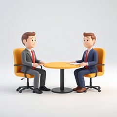 3D cartoon icon of a business partnership
