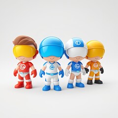 3D cartoon character of a team works and unity 