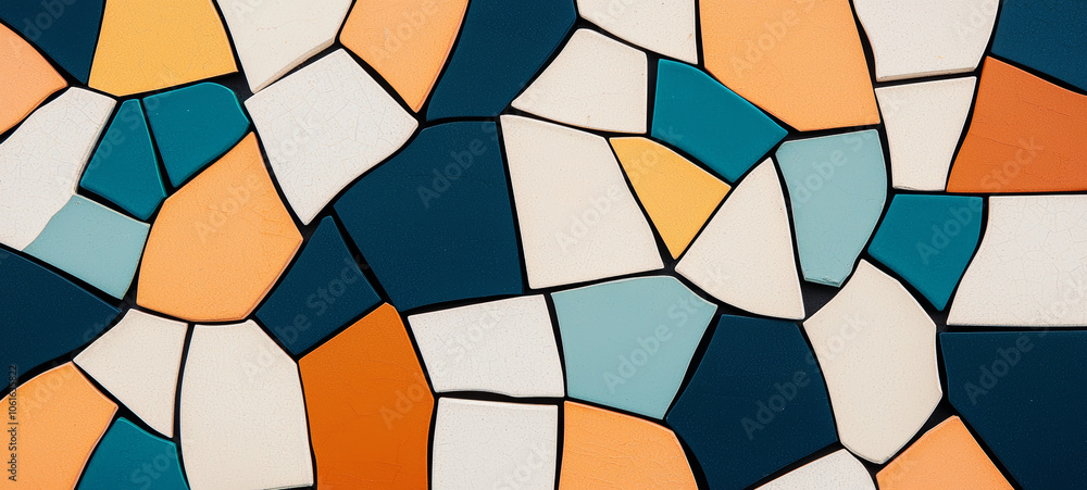 Poster mosaic made of unique colorful pieces, creating vibrant pattern