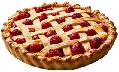 Tempting strawberry pie isolated, decadent sugar dessert yummy pastry, classic delicious traditional baked cake, organic fresh gourmet, natural homemade tasty