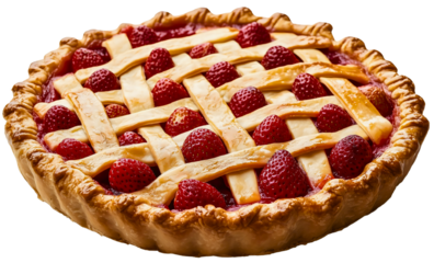 Tempting strawberry pie isolated, decadent sugar dessert yummy pastry, classic delicious traditional baked cake, organic fresh gourmet, natural homemade tasty