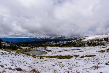 Cottonwood Pass in the Clouds. Cloud-Kissed Mountains at Cottonwood Pass. Travle in the winter, Colorado, USA