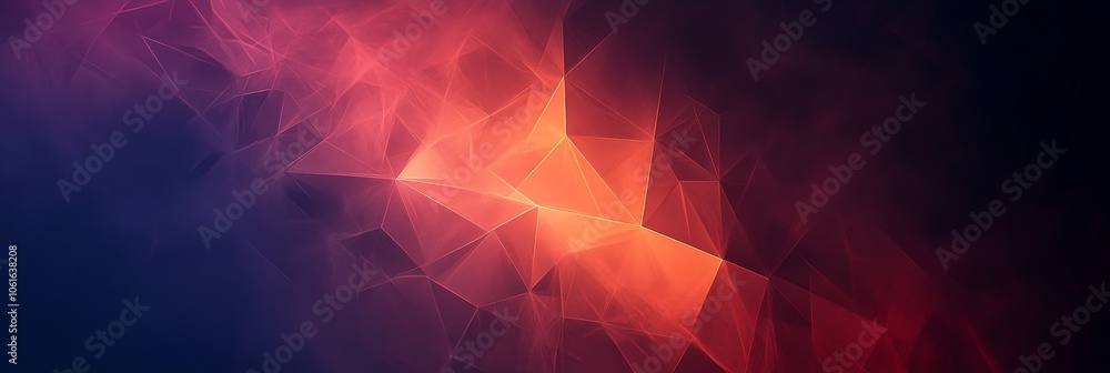 Poster abstract geometric background with a blend of vibrant red and dark blue hues, creating a dynamic and