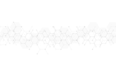 Hexagons pattern background. Genetic research, molecular structure. Chemical engineering. Concept of innovation technology. Used for design healthcare, science and medicine background