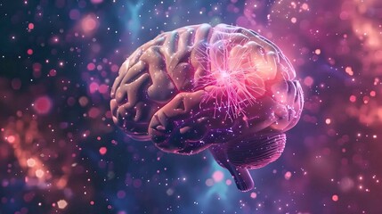 Abstract Glowing Brain with Neural Sparks
