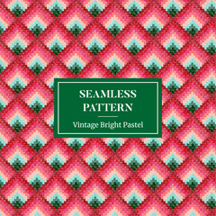 Colorful seamless pattern featuring bright pastel diamonds on a vibrant red and green background suitable for various design projects