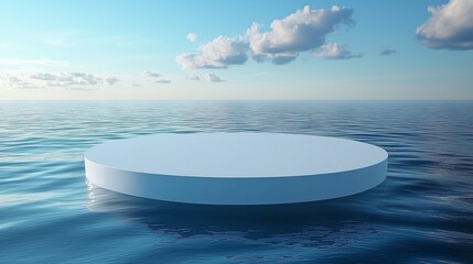 A Serene Floating Platform Against a Cloudy Blue Sky